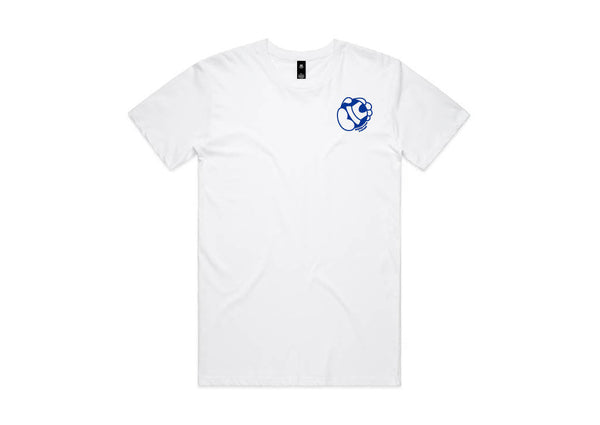 BIC Academy Tee – White with blue left-chest BIC logo