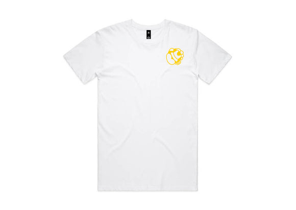 BIC Academy Tee – White with yellow left-chest BIC logo