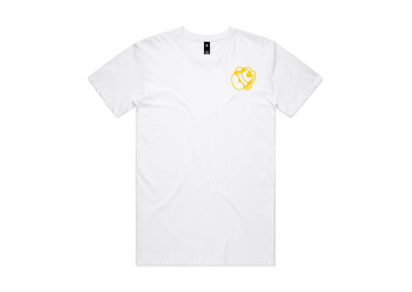BIC Academy Tee – White with yellow left-chest BIC logo