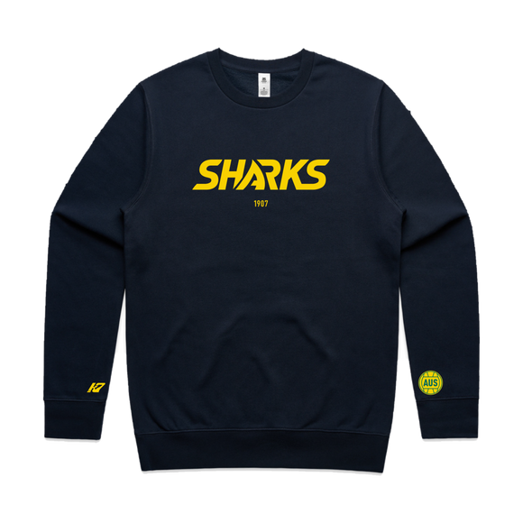 Aussie Sharks Supporter Crew Neck - flat lay