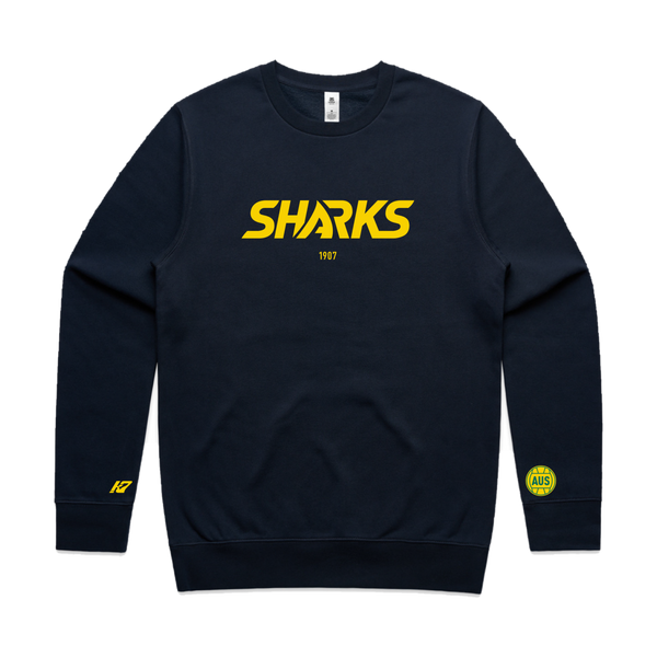 Aussie Sharks Supporter Crew Neck - flat lay