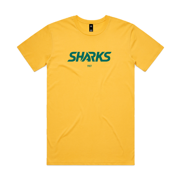 Aussie Sharks Gold Supporter T-Shirt - flat lay