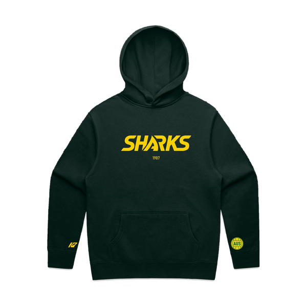 Aussie Sharks Supporter Hoodie - flat lay