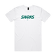 Aussie Sharks White Supporters Shirt - flat lay