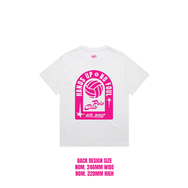 Canberra Cup 2026 Event Tee - White (Pink print) - back